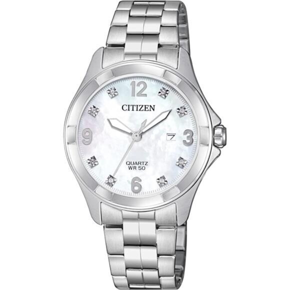 Quartz Womens Watch, Stainless Steel, Crystal Round